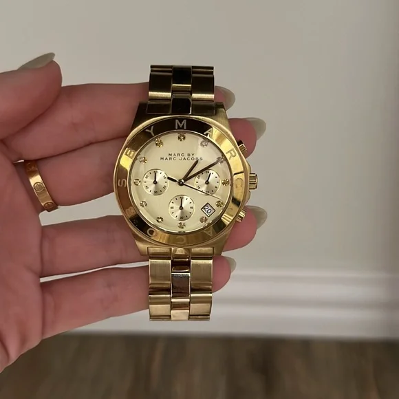 Marc Jacobs‎ Women\'s Watch 20MM Gold Dial Gold Bracelet Band 5.75\